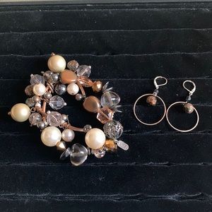 Vintage Fresk Beaded Bracelet w/ FREE matching Earrings SUPER CUTE